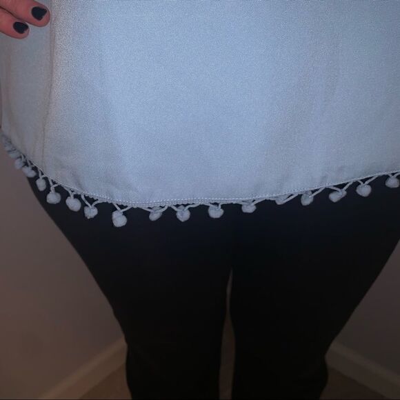Jane Pom Trim Summer Light Blue Top - Picture 2 of 8